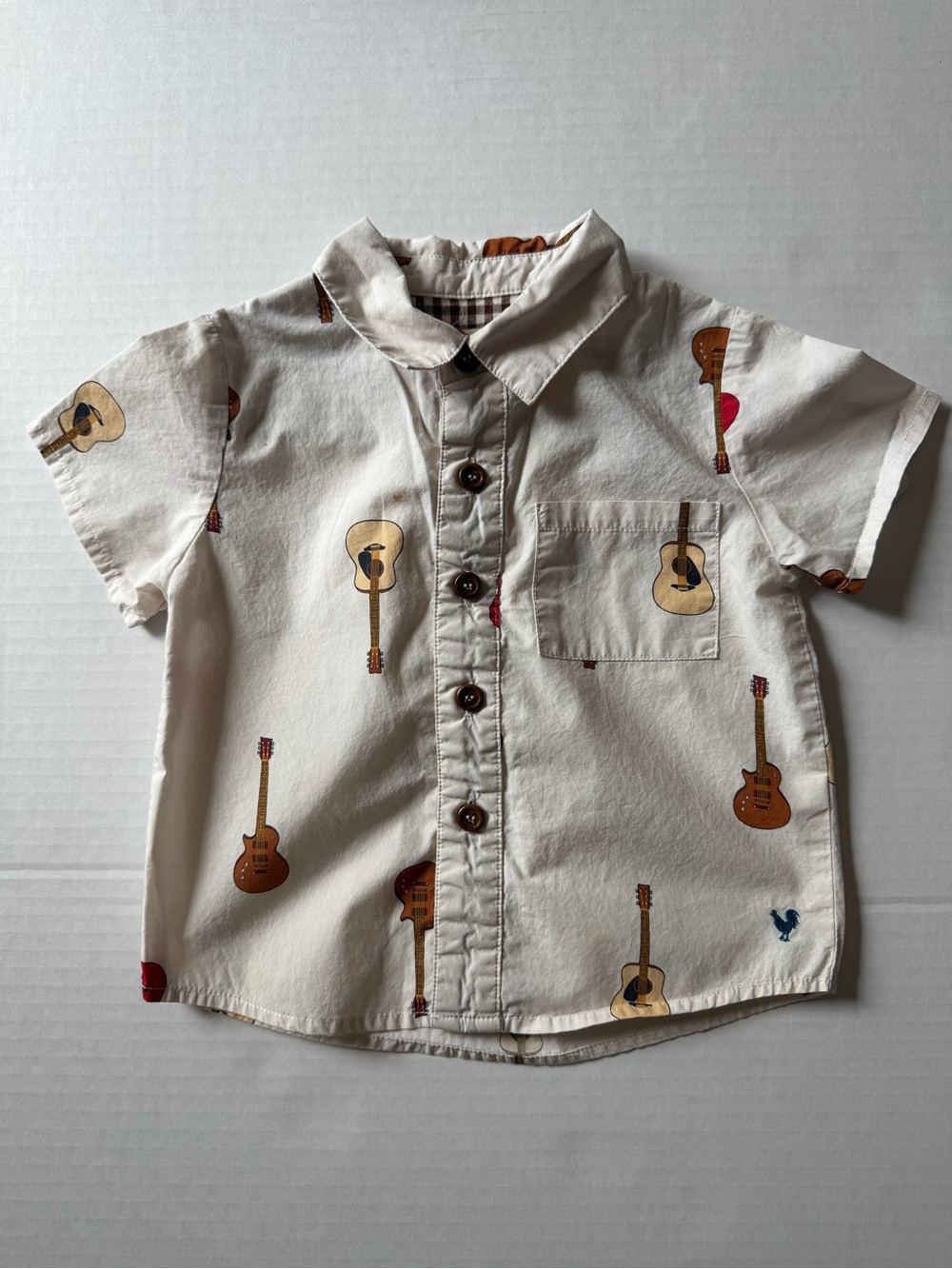 Blue Rooster Boys 2T Guitar Print Button Up Shirt